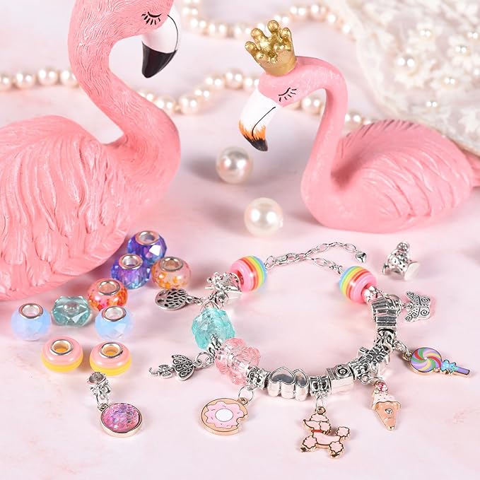 Charm Bracelet Making Kit & Unicorn/Mermaid Girl Toy- ideal Crafts for Ages 8-12 Girls who Inspire Imagination and Create Magic with Art Set and Jewelry Making Kit