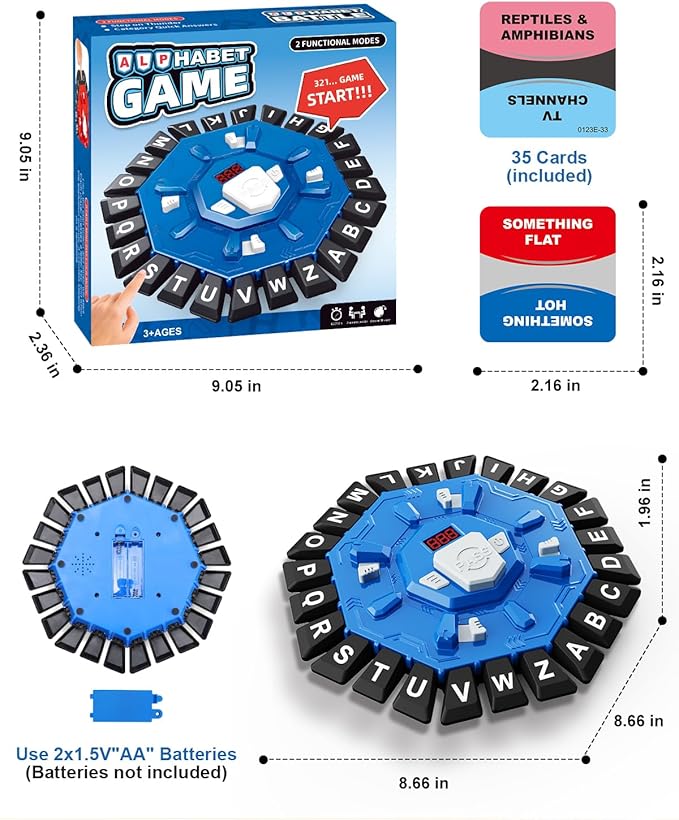 Word Game Family Board Games with Display Timer and 2 Modes, The Fast-Paced 24 Letters Pressing Games, Learning Word Game for Kids & Adults, 2-8 Players, 15-20 Minute Play Time
