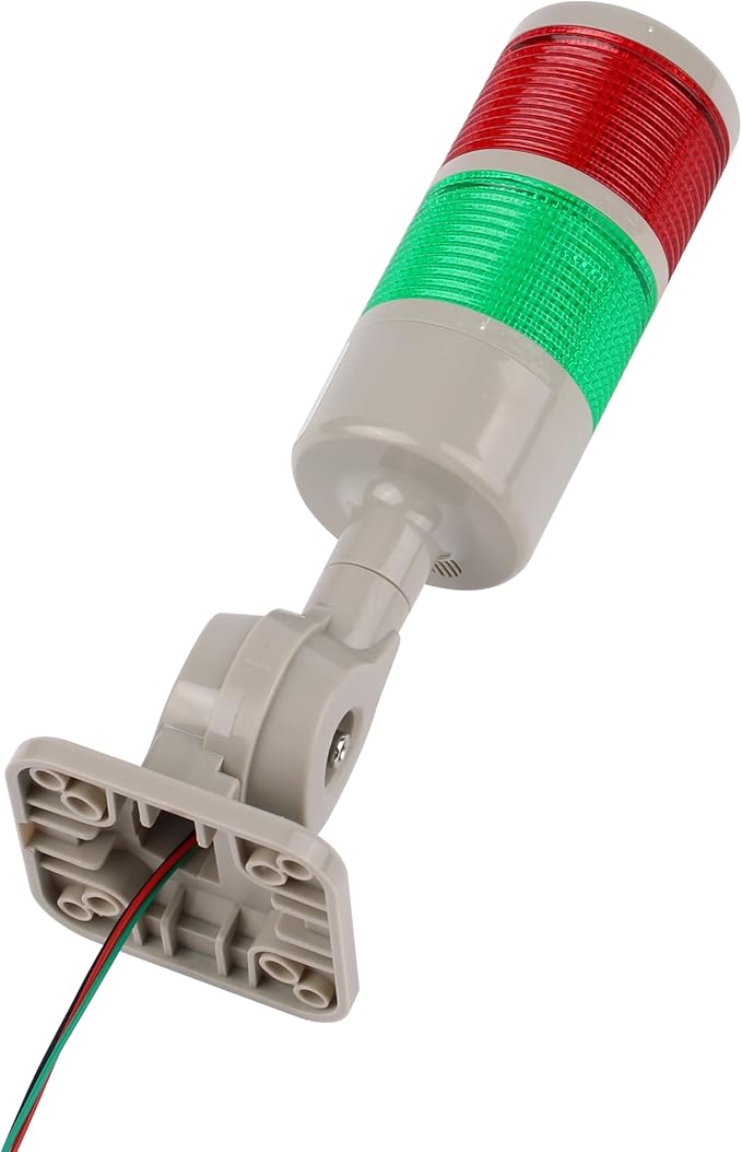 Signal Tower Stack Lights - Industrial Signal Warning Lights with Rotatable Base, Steady/Flashing Switch, 12V/24V DC (2-Layer, No Buzzer)