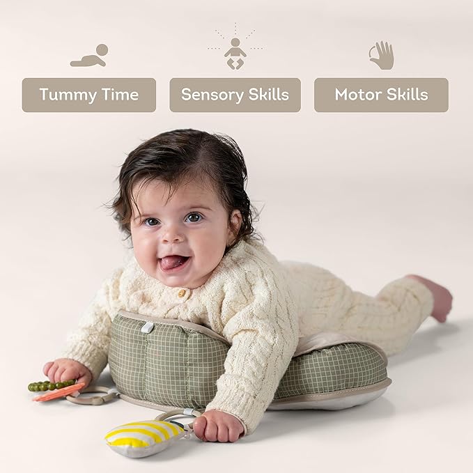 Taf Toys Tummy Time Toys Ergonomic Cushion & Teether for Infant Newborn Supportive Baby & Neck Strengthening Develops Muscles for Crawling Montessori Sensory Toy Tummy Time Toys 0-6 Months