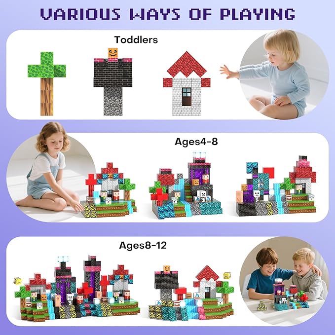150PCS Magnetic Blocks - Magnet Tiles Toys for Kids, Magnetic Building Blocks Cubes, Stacking Magnets Toys for Kids, Birthday Gifts for Boys and Girls Age 3+ Years Old