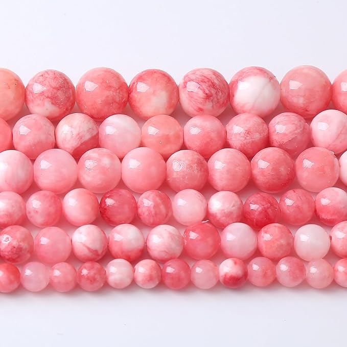8MM 46PCS Pink Persian Jade Spacer Loose Beads for Jewelry Making DIY Bracelet Necklace