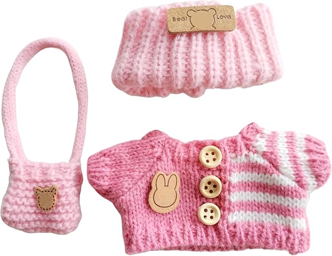 15cm & 17cm Doll Clothes Outfits Set - Premium Dress Up Bundle with Exquisite Accessories | Soft Fabric Fashion Doll Costume for 15-17cm Dolls (Pink)