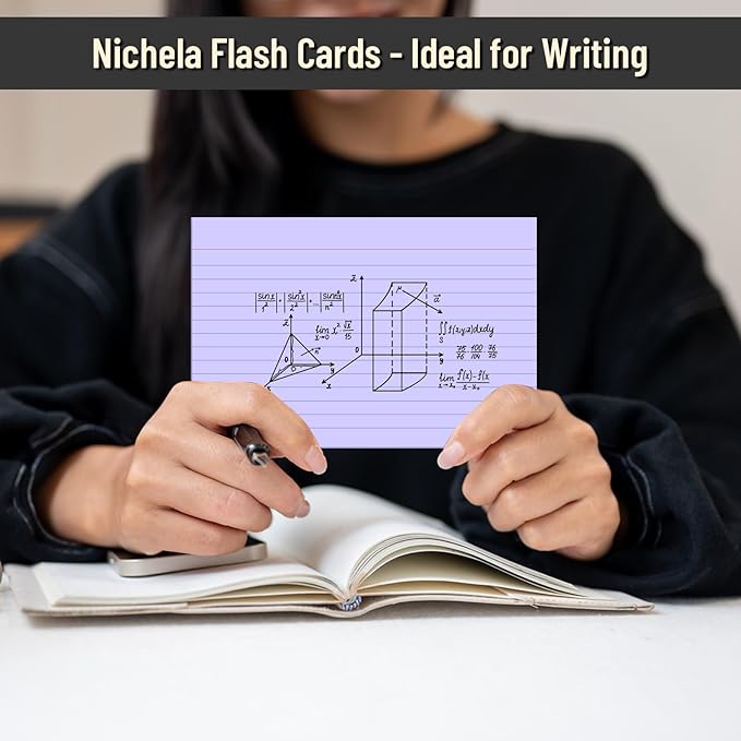 200 Pcs Index Cards 4 x 6 Inch Ruled Purple Index Cards, College Ruled Flash Cards for School, College, Office and Home Organization, Durable Study To Do List Note Cards with Ruled Lines, 5 Pack of 40