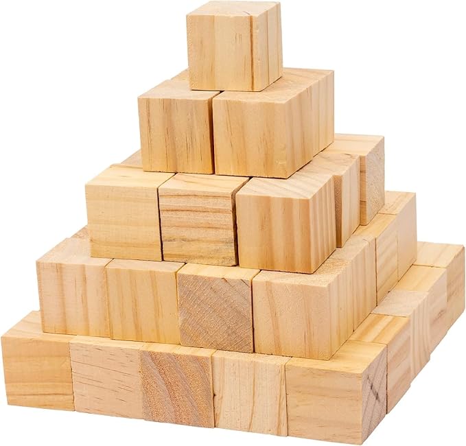 30 Pack 1-1/2 Inches Unfinished Wood Cubes Blocks - 1.5 Inch Natural Wooden Square Blocks Great for Crafts Making