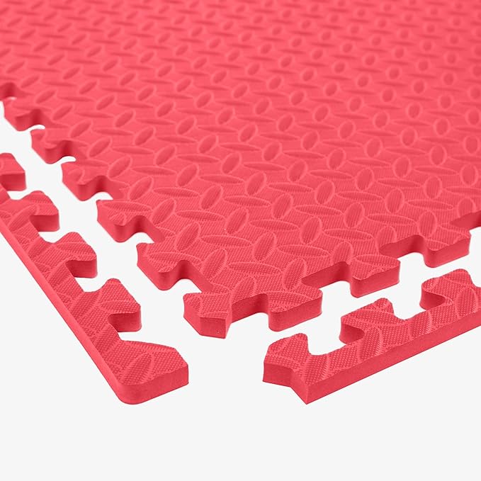 IncStores 1/2 Inch Thick Diamond Soft Foam Flooring Tiles | High-Density Interlocking Foam Tiles for Rugged Style in Your Home Gym, Playroom, and More | Red, 16 Tiles