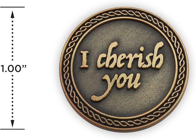 Romantic Love Expression Antique Gold Plated Pocket Coin for Date Night, I Cherish You, I Can't Stop Thinking About You, Love Gift for Men & Women, from Him or Her