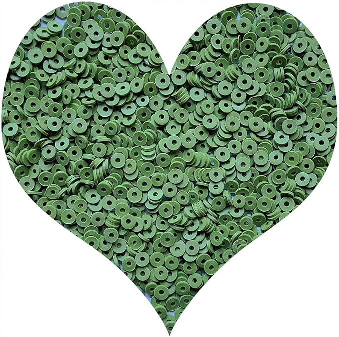 3000Pcs Clay Beads Flat Round Polymer Bead Vinyl Heishi Beads Flat Round Polymer Bead for Jewelry Making Necklace Bracelet (17-Army Green)