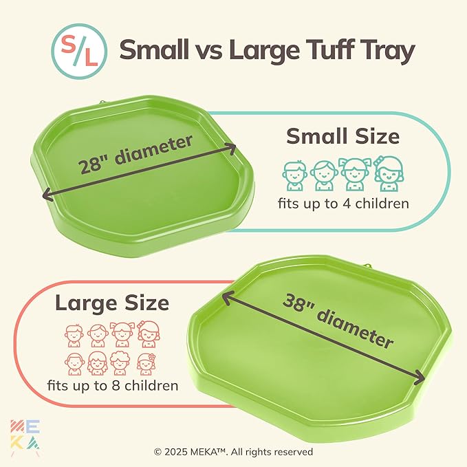 MEKA Tuff Tray for Sensory Play, Sensory Tray for Kids, Toddler Water Table, Tuff Spot Sensory Bin for Toddlers (Bright Green, Small (28" x 28"))
