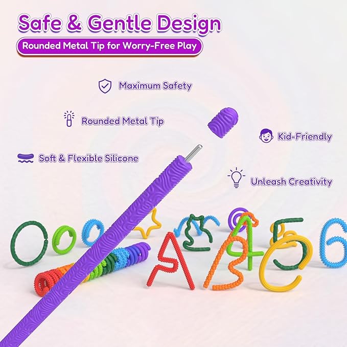 Sensory Sticks Fidget Toy for Kids Adult,8Pcs Bendable Textured Flexible Fidget Stick for Anxiety Autistic ADHD,Calm Down Travel Essentials Toys, Quiet Fidgets for Classroom Must Have