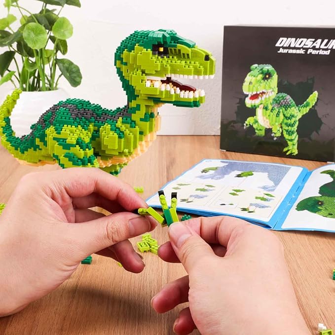 Jurassic Dinosaur Micro Building Blocks, 1457pcs Velociraptor Tyrannosaurus Rex DIY Mini Diamond Blocks Bricks Toy for Boys Age 8-12 14+ Teens Adults
