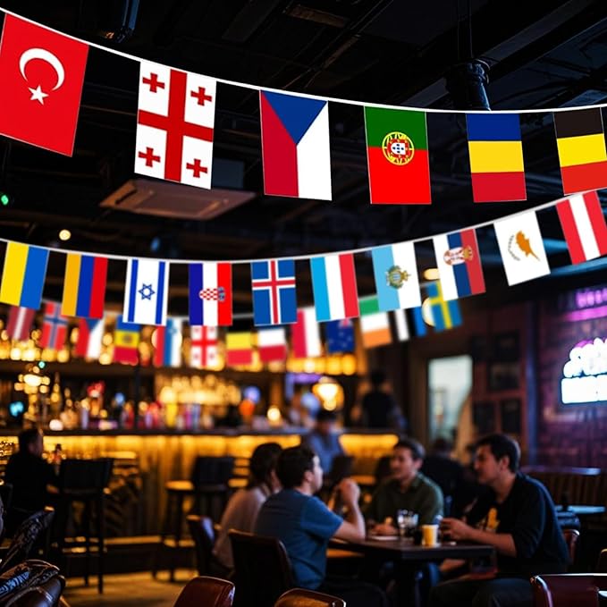 International Flags of The World 100 Countries Pennant Bunting World Flag Banner for Themed Parties, Grand Openings, Around the World Decorations