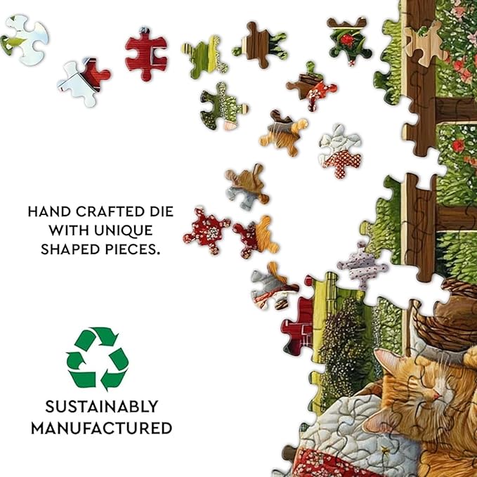 Adult Jigsaw 1000 Piece Wooden Puzzle, Garden Sofa Lounge Cat Home Art, Jigsaw Puzzle Family Activities Adult Gifts, Family Stress Relief Gifts