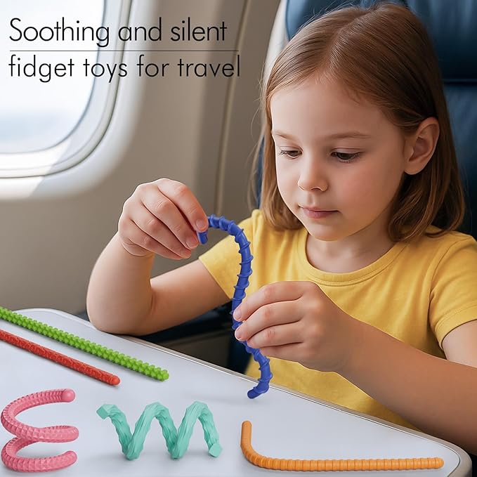 Sensory Fidget Toys for Kids Adults,12PCS Flexible Fidget Sticks for Stress Anxiety Autistic ADHD, Calm Down Travel Airplane Essentials Toys, Stuffers for Teens Kids