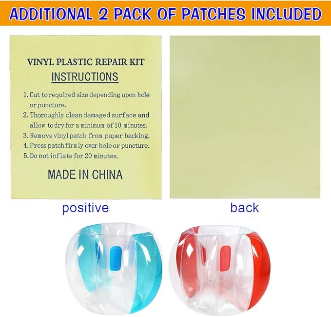 SUNSHINEMALL 2 Pack Sumo Balls for Kids Bumper Balls (3ft/0.90m) Inflatable Bubble House Summer Outdoor Toys for Adults Yard Human Hamster Ball Active Play(Red+Blue 36")