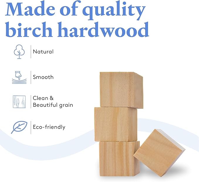 DIY Wooden Cubes 5/8-inch, Pack of 250 Small Blank Wooden Blocks, Unfinished Wood Blocks for Crafts, STEM, Dice, and Building Blocks for Stacking, by Woodpeckers