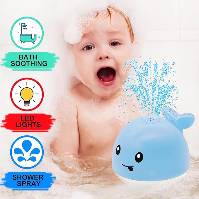 Bath Toys for Babies 6-12 Months - Water Table Accessories Pool Toys for Toddlers 1-3 - Light Up Whale Bath Toy Sprinkler - Bathtub Bathtime Fountain Baby Shower Toy 1st Birthday Girls Boys Gifts
