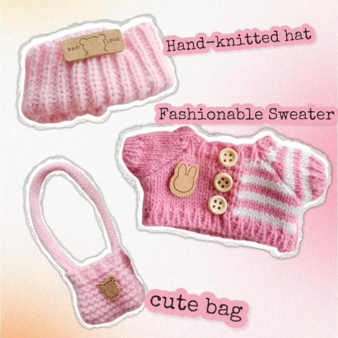 15cm & 17cm Doll Clothes Outfits Set - Premium Dress Up Bundle with Exquisite Accessories | Soft Fabric Fashion Doll Costume for 15-17cm Dolls (Pink)