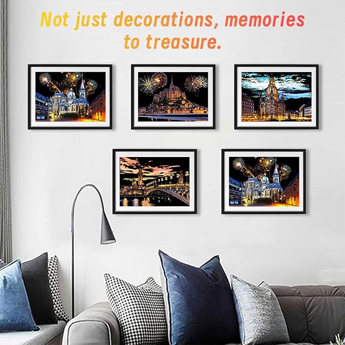 Scratch Art for Adults (4 Sheets A4),Family Creative DIY Painting Papers for Travel Lovers,Craft Lovers|Creative Scratch Art Adult (Aachen Germany) by Iskueal