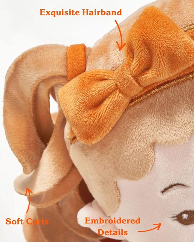 LeyaDoll Personalized Soft Baby Doll (16''), My First Birthday Gift for 1 Year-Old Girls Baby Rag Doll Plush Toys for Toddler Kids Infants -Autumn and Winter Christmas Special -Daydream-Maple-Girl