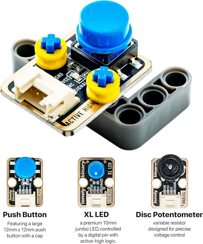 TinkerBlock UNO R3 Starter Kit with 12 Plug-in Sensor Modules, ATmega328P, Extension Board, Compatible with Arduino IDE, STEM & Electronics Learning-No Wiring Needed- Video Tutorials