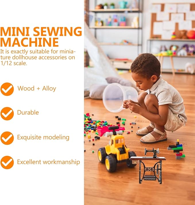 Alipis Mini Sewing Machine Miniature Sewing Model Tailor Toy 1:12 Scale Furniture Accessories Pretend Toys Table Accessories Tabletop Sewing Room Decor