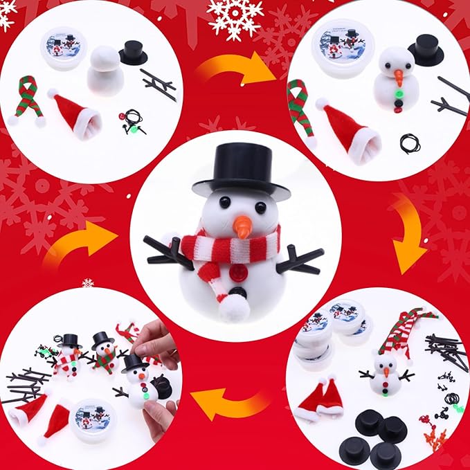 9-Pack Christmas Snowman Crafts Sets for Kids, Modeling Clay Snowman DIY Kit,Christmas Stocking Stuffers for Kids, Perfect for Winter Children's Holiday Party Decoration Gifts
