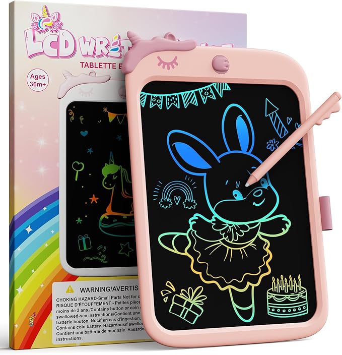 TEKFUN Girls Toys, LCD Writing Tablet for Kids, Doodle Board Dinosaur Toys, Travel Essentials Toys for 3 4 5 6 Year Old Boys Girls, Easter Birthday Christmas Gifts (10inch Pink)