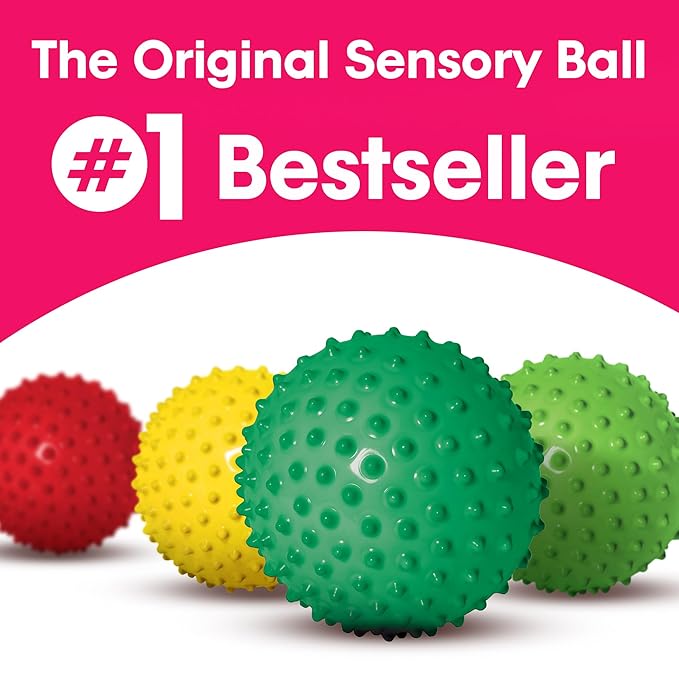 Edushape Original Sensory Ball for Baby - 7" Deflated with Pump, Green Color, Enhances Gross Motor Skills for Kids 6 Months & Up