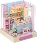 OZJAY DIY Miniature House Kit with Dust Proof Cover, 1:24 Scale Creative Room Mini DIY Wooden Dollhouse Miniature Kit for Adults Teen - Yummy Candy