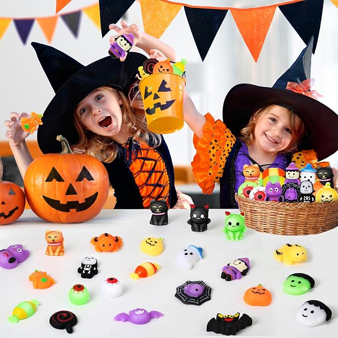 24 PCS Halloween Squishy Toys for Kids Halloween Party Favors Classies Character Squeeze Toys for Trick or Treat Gifts Bulk,Goodie Bags Stuffers for Kids Treat Bags Gifts Classroom Rewards