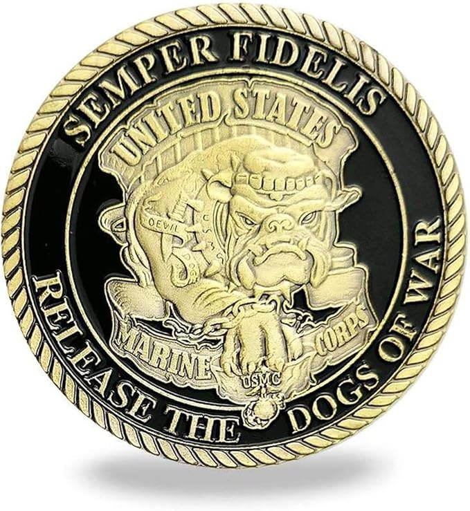 Marine Corps 250th Anniversary Challenge Coin – USMC Military Commemorative Coin – 1.57 Inch Gold-Plated Collectible for Veterans, Service Members, and Enthusiasts – Solid Metal Construction (A)