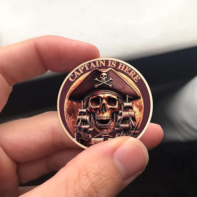 CHURYUML Pirate Coin Let's Pillage Till Dawn Skull Challenge Coins Pirate Enthusiasts Collectible Pirate Themed Party Gifts EDC Pirates Token Inspirational Gifts