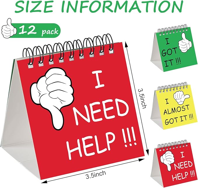 Harloon 36 Pcs I Need Help Mini Flip Chart Signs Self Assessment Cards Behavior Management Classroom Tools for Kids Teachers Classroom School Behavior Educational and Learning Activities Supplies