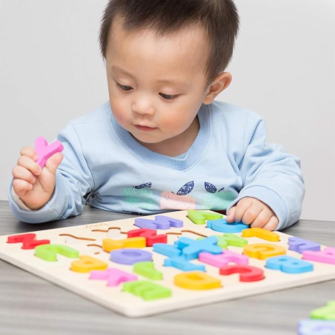 Wooden Number Puzzle Toys, ABC Letter & Number Puzzle for Toddlers 3 Year Old, Preschool Learning Toys for Kids, Educational Name Puzzles Gift for Boys and Girls