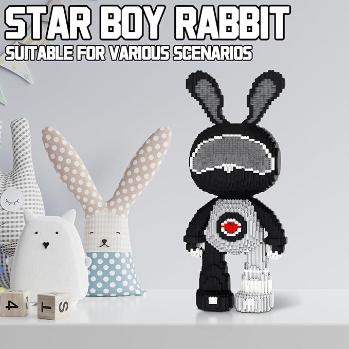 Rabbit Animal Micro Building Blocks Set for Adults Space Boys Cute Large Sets Toys Gift Kids 6550 Pieces 55cm High Series