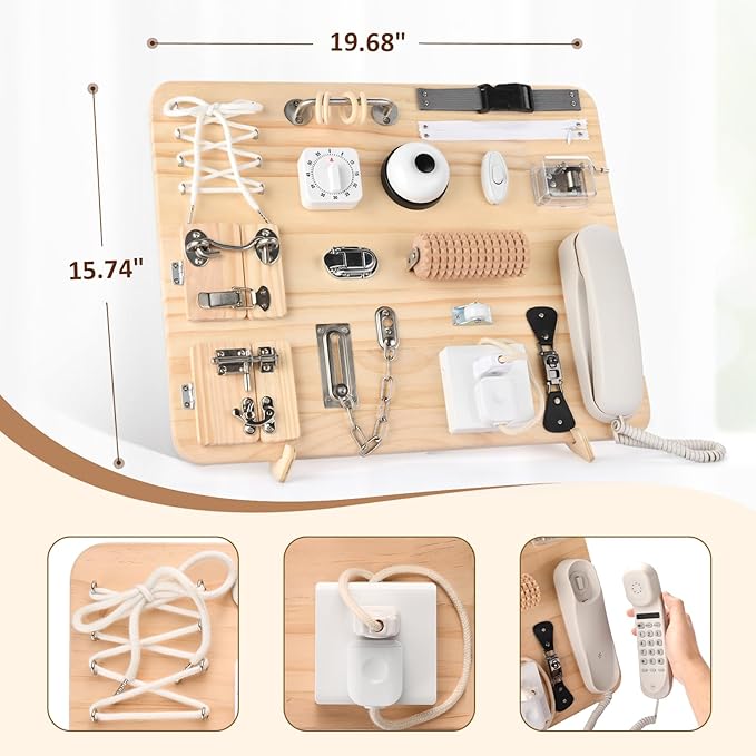 Potatomato Montessori Large Busy Board for Toddlers 1 2 3 4 Years Old - 21 in 1 Wooden Sensory Educational Toys -Fidget Toys for Autistic Children-Preschool Learning Activities Fine Motor Skills