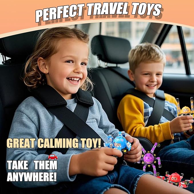 8Pcs Transformable Fidget Spinners for Kids Fidget Toys Teens Adults Sensory Toys with Autism ADHD Stocking Stuffers Bulk Gifts for Boys Girls Party Favors Travel Activities A