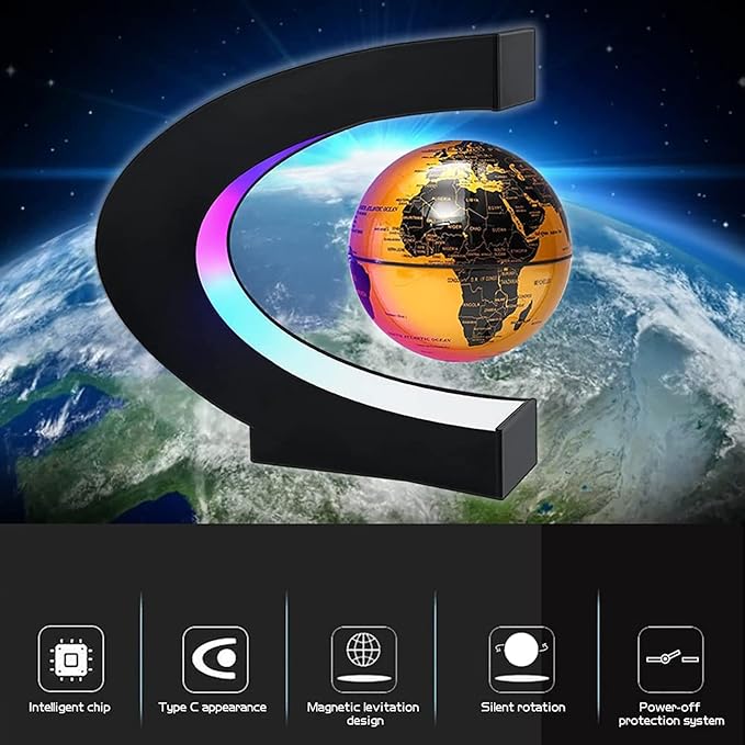 Magnetic Levitation Floating Globe with LED Light, Office Decor, Levitating Globes Desk Decor & Shade, for Men/Father/Husband/Boyfriend/Kids/Boss/Women, Globe for Desk, Xmas Gifts