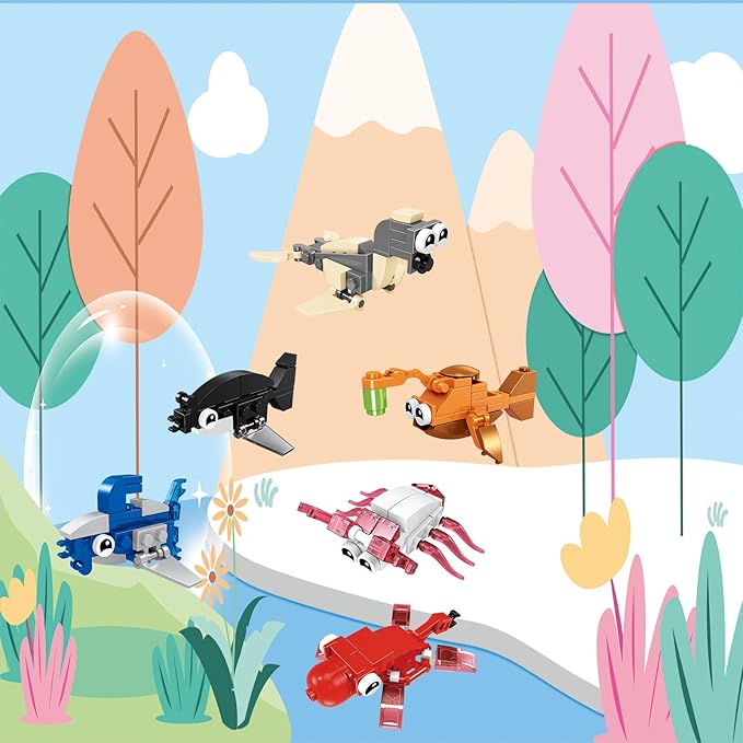 Party Favors for Kids - 24 Pack Animals Building Blocks for Goodie Bags Stocking Stuffers Classroom Prizes Birthday Gifts Toy Building Sets for Kids 6-12yrs