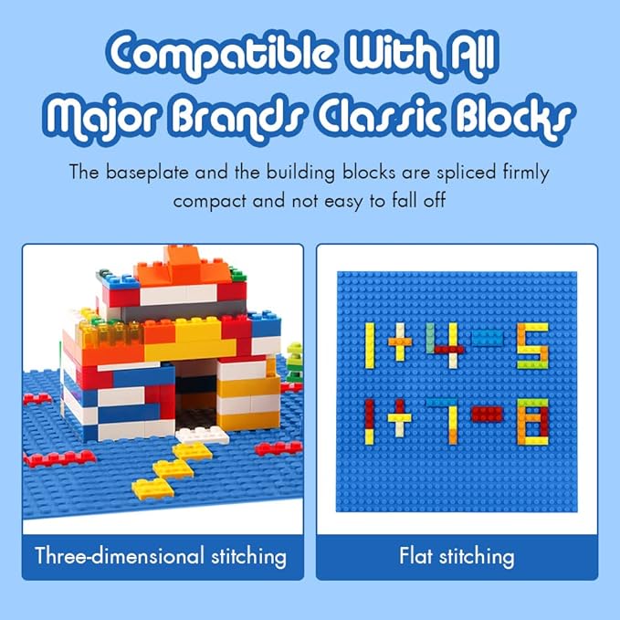Lekebaby Classic Baseplates Building Base for Building Bricks 100% Compatible with Major Brands-Baseplate 10" x 10", Pack of 6 (Blue)