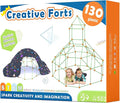 Tiny Land Fort Building Kit Creative Fort Indoor Outdoor for 5-12 Years Old Boys and Girls STEM Building Toys with Storage Bag DIY Castles Tunnels with 86 Rods and 44 Balls