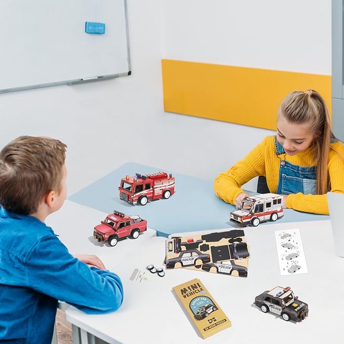 8 Pack 3D Wooden Puzzle STEM Model Car Kits, Science Kits for Young Engineer, 3D Puzzles for Kids Ages 4-12, Educational Wooden Craft Gifts for Boys & Girls