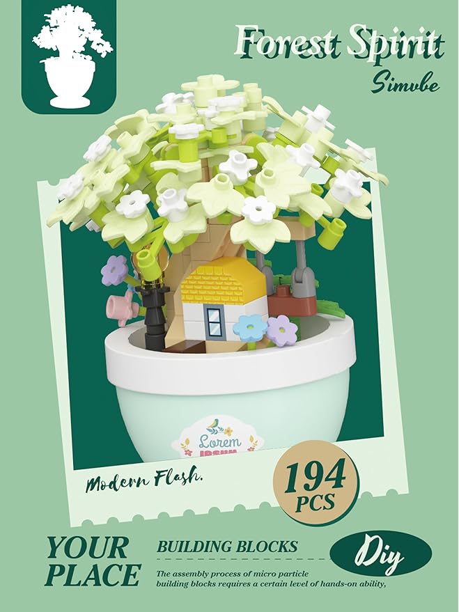 Jade Gardenia Mini Bonsai Tree Micro Building Set Building Toy Plant Cherry Tree Flower Collection Decor for Home Desk Greenery Decoration Building Blocks DIY Creative Gifts