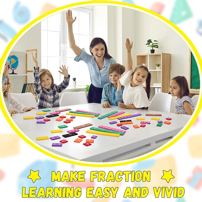 16 Sets Fraction Tiles Set for Math Classroom Fractions Manipulatives Math Learning Manipulatives for Home School Supplies
