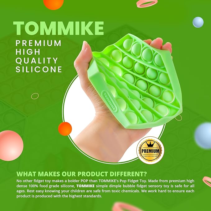 TOMMIKE Hexagon Push Pop Fidget Toy Bubble Sensory for Anxiety & Stress Relief Special Needs Autism Learning Office School Game Crafts Kids Adults (Rainbow)