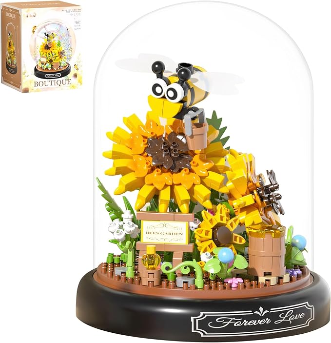 548 PCS Micro Brick Flower Bee Building Sets, Mini Blocks Animals Botanical Collection Blocks Model for Adult Toys, Home Decor and Office Art Creative Gift, for Teens Ages 6+ Kids