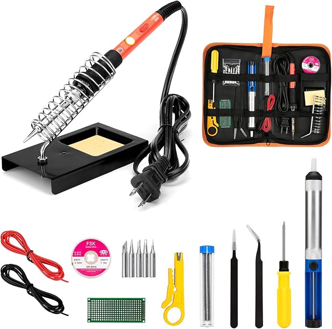 Soldering Iron Kit, 60W Upgraded Soldering Kits Adjustable Temperature Welding Tool Solder Irons Pen with On/Off Switch Use for Electrical Repairs