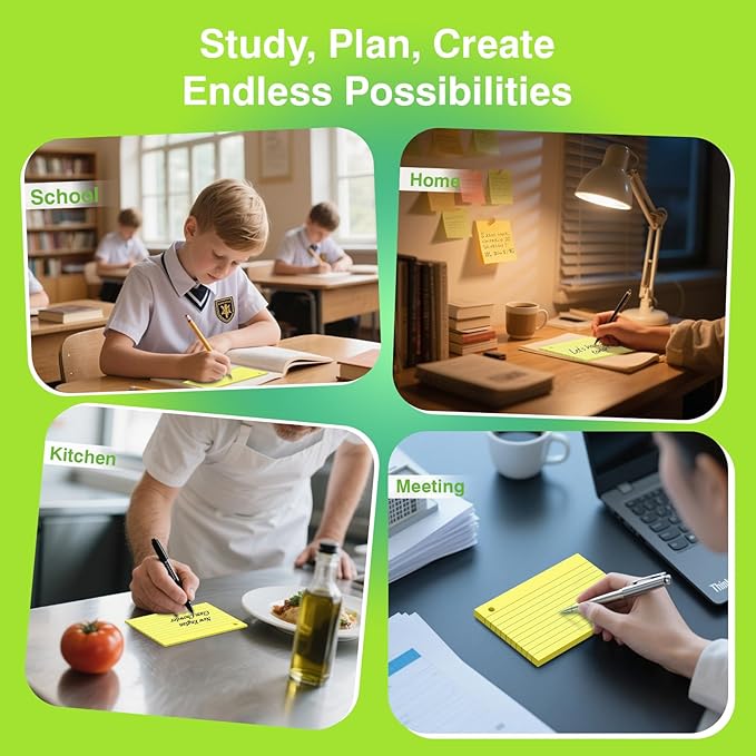 250 Count Yellow Index Cards with Ring 3 x 5 Inch Heavyweight Ruled Index Cards, Flash Cards for School & Office Supplies and Home Organization, Durable Study To Do List Note Cards with Ruled Lines