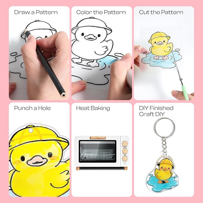 Auihiay 50PCS Shrink Plastic Sheet, Shrink Films Papers, Shrinky Art for DIY Keychains Making, Easter Decorations Ornament, and Mothers Day Gifts, 7.9 x 5.7 inch / 20 x 14.5 cm